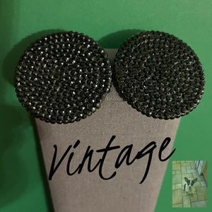 Vintage Barbara Groeger Black Large Disc Clip earrings